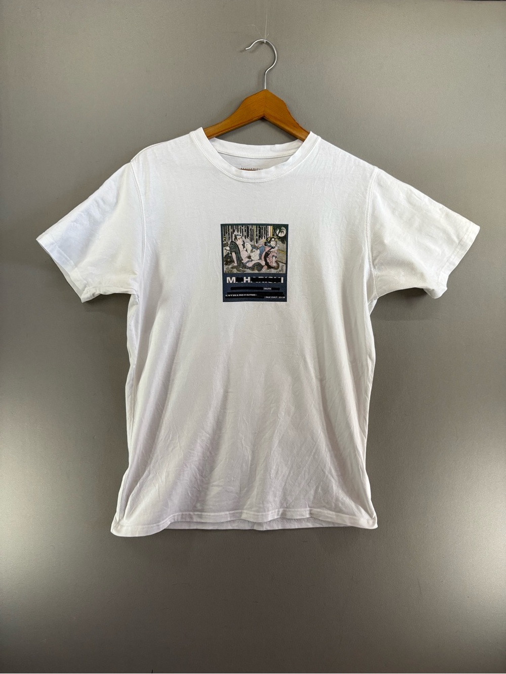 Maharishi T-Shirt Size M White Central Logo Made In Portugal Japan Brand